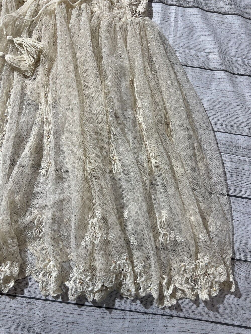 Rare Vintage Free People Say Hello to Heaven Lace Dots Crochet Slip Dress XS - Picture 13 of 13